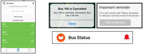 click the star next to the bus number of your child. Examples of notifications